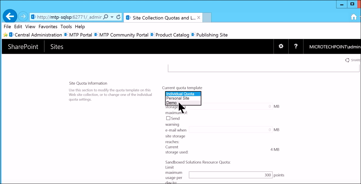 Quota Site Collection SharePoint